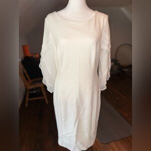 NWT - White DKNY Dress With 3/4 Length Sleeves
